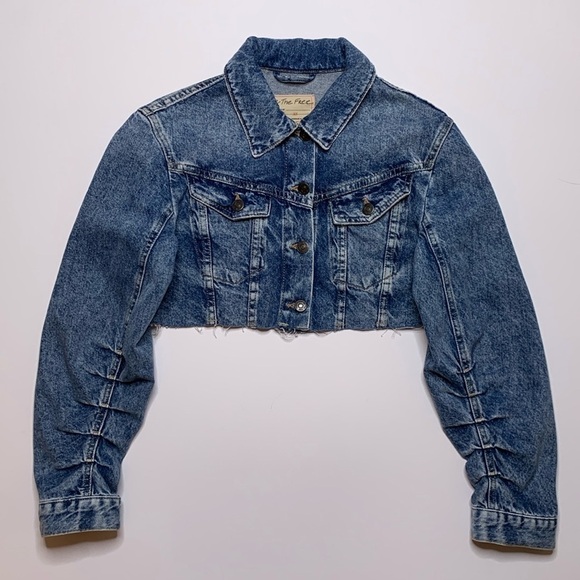 Free People Ollie Femme Trucker Cropped Denim Jacket - Picture 2 of 8